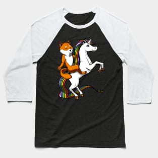 Shiba Inu Dog Riding Uncorn Baseball T-Shirt